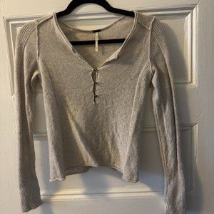 Free People Cashmere Button Up Sweater